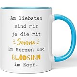 JUNIWORDS Tasse, Am liebsten sind Mir ja die mit Sonne im Herzen und Blödsinn im Kopf, Wähle Farbe, B