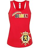 Belgien Belgium Belgique Fussball Fußball Trikot Look Jersey Fanshirt Damen Frauen Mädchen Tank Top T-Shirt Tanktop Fan Fanartikel Outfit Bekleidung Oberteil Artik