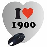 Druckerlebnis24 Herz Mauspad I Love 1900' in Weiss, eine tolle Geschenkidee die von Herzen kommt| Rutschfestes Mousepad | Geschenktipp: Weihnachten Jahrestag Geburtstag Liebling