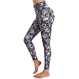 KUDICO Womens Leggings Yoga Hose Leopard Hohe Taille Elastische Workout Laufen Fitness Jogginghose mit 2 Seitentaschen Gr. XXL, mehrfarbig