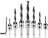 Malayas Senker Bohrer 7pcs Stahlbohrer 3,4,5mm Bohrer vom Kugellagstahl 6,7,8mm Bohrer vom Karbonstahl mit 1 Stück Schraubenschlüssel für Holzverarbeitung F