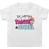 Baby Geschenke zur Geburt - Ihr werdet Tante & Onkel - bunt - 6/12 Monate - Weiß - T-Shirt - BZ02 - Baby T-S