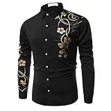 KBUY Paisley Herren Hemden Herren-Hemd Slim-Fit Herrenhemden Langarm-Hemden Männer Freizeit-Hemd Business Herren Besticktes Hemd Freizeithemd Herren-Hemd Langarm Button Down Hemd Große Größe M-5XL