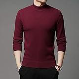 CIDCIJN Pullover Für Herren - Winter Männer Rollkragenpullover Pullover Mode Einfarbig Dick Und Warm Weich Und Bequem Bottoming Shirt Männliche Kleidung, Wein Rot, XXL