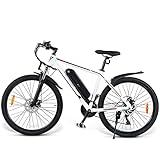 DuraB Mountainbike 26 Zoll E-Bike, Elektrisches Mountainbike 350W 36V 10AH, Mountainbike für Erwachsene, Elektrische Fahrräder Herren Damen I Shimano 7 Gang-Schaltung I mit LCD Instrument (Weiß)