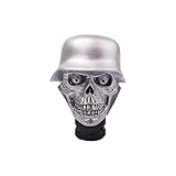 SMKJ Universal Auto Schaltknauf Aluminium Totenkopf Skull Schaltknüppel Shifter Knob für most Manuelles oder automatisches Getriebe Ohne RGA-Silb