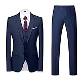 DeHolifer Anzug Herren 3 Teilig Business Suits Klassisch Weste Herren Anzug Anzughose Einfarbig Sakko Anzug Hochzeit Oberteile Hosen Blazer Anzüge Hochzeitsanzug Party Herrenanzug