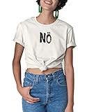 Sprüche NÖ Tshirt Weiss mit Aufdruck Vintage Schrift, Statement Shirt Weiß mit Druck Spruch Schriftzug, Retro Motto Shirt mit Slogan für Damen Frauen, 100% Bio-Baumwolle (NÖ, XXL)