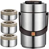 fohatu Thermobehälter Für Essen,Edelstahl Isolierbehälter Warmhaltetopf Für Schule Büro Reisen Picknick Für Schule Büro Reisen Picknick-Steel ||2L