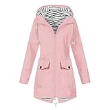 Lomelomme Lang Regenmantel Damen Einfarbig Windbreaker Große Größen Wasserdicht Atmungsaktiv Winterjacke mit Kapuze Jacke Mantel Warme Kapuzenjacke Windproof Outdoor Wandern W