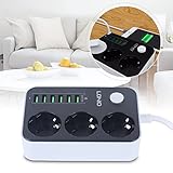 Steckdosenleiste mit 6 USB Mehrfachsteckdose 3 Fach,,2500W Steckdose Überspannungsschutz mit Schalterfunktion Steckdosenadapter mit Überlastungsgeschützter Schalter Steckdose (17W, 5V 3.4A)