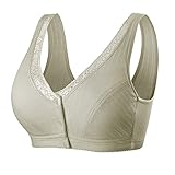 CHUXI 2021 Baumwolle Schlaf BH Unterwäsche Komfort Front Knopfleiste Unterwäsche Ohne Bügel Sexy Hautfreundliche Spitze Bralette, #3grün, 80
