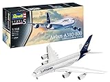 Revell 03872 Passagierflugzeug Airbus A380-800 Lufthansa New Livery, 1:144/50,4 cm Other License originalgetreuer Modellbausatz für Experten, unlackiert, 1/144