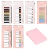 6 Packungen Haftnotizen, Haftstreifen Tabs, KleineTransparentes Pagemarker Haftmarker mit Skalenlineal, Sticky Notes für Lesezeichen Mark