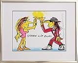 Kunstverlag Christoph Falk Stark wie Zwei - UDO Lindenberg Bild - handsignierte Auflage original Grafik im silberfarbenem Rahmen hinter Museumsglas. Likörell. Siebdruck