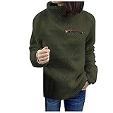 MOKBAY Damen Hoodie Herbst und Winter Lässige Lose Einfarbige Taschennähte Langarm Rollkragen Warmer Plüsch Pullover Top Damen Cute Hoodie Familien Pullover Set Kawaii H