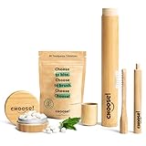 CHOOSE Box Complete - Zahnputztabletten, Bambus Zahnbürste, Zahnbürstenetui & Aufbewahrungsbox | Nachhaltige Zahnpasta Tabletten ohne (Mikro)Plastik | Zero waste | Vegane | Nachhaltige Geschenk