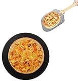 Mydio Pizzaschaufel für hausgemachte Lebensmittel, Brot, Gebäck, Aluminiumspatel mit klappbarem Holzgriff für einfache Lagerung, lebensmittelecht, Natursteinw