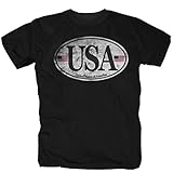 USA Aufkleber America Florida Texas California New York Alaska schwarz T-Shirt Tee Shirt Hemd Polo (M)
