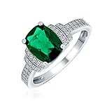 5Ct Zirkonia Cz Pflaster Rechteck Grün Simuliert Smaragd Geschnitten Statement Verlobungsring Für Frauen Sterling Silb