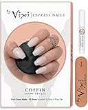 By Vixi 500 Stück KURZ SARG/BALLERINA NAGEL-SET, GRATIS KLEBER UND VORBEREITUNGS FEILE, 10 Größen - Opak Express-Fingernagelverlän gerungen, vollabdeckung. Für Profis Beauty-Salon & den Heimgeb