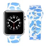 Vozehui Armband Kompatibel mit iWatch 38mm 40mm 42mm 44mm Armband, schönes und farbiges Malmuster Weiches Silikon wasserdichtes Band für iWatch Series SE 6 5 4 3 2 1 für Jungen Mädchen Frau M