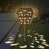 Led-Solar-Rundleuchte FüR Den AußEnbereich Garten Hof Terrasse Boden Rasen Lampe Wasserdicht Solar Eisen Projektion Warmes WeißEs Licht WeißE Wolke Stern M