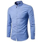 QWERD Herren Classic Oxford Shirt Hemd mit Button-Down-Kragen Herren Hemd Bügelfrei Oxford Einfarbig Hemd Regular Fit Button-down Shirt Herbst Winter Langarm Freizeithemd Für Anzug Business H