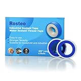 ROSTEO Industrielles Dichtband (Packung mit 6 Rollen) Weiß 1/2 Zoll x 400 Zoll, Klempnerband, Wasserdichtband, Gewindeband, Rohrdichtb
