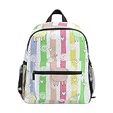 Linomo Süß Lama Alpaka Regenbogen Rucksack Daypacks Schultertasche Büchertasche Laptop Reisen Vorschule Kleinkind Rucksäcke Kindergarten Schulrucksack für Kinder Mädchen Jung