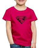 Spreadshirt DC Comics Superman Logo Gezeichnet Kinder Premium T-Shirt, 98-104, Dunkles Pink