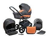 Kinderwagen 3in1 2in1 Set Isofix Buggy Babywanne Autositz Marley by SaintBaby Coral 3in1 mit Baby