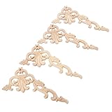MUXSAM 4pcs 20 * 10cm(Links) Europäische Art Holz Skulptur Corner Flourish Application Dekoration für Möbel Wand Tü