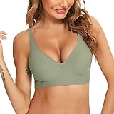 Damen BH Nahtloser Unsichtbar BH Bügelloser V-Ausschnitt Zero Feel Bralette Bustier Soft ohne Bügel BH mit Polster herausnehmb