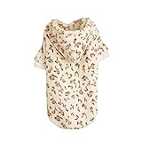 WHYUXU Puppy Dog Hoodies, Winddichtes Warmes Leopard Hundekostüm für Winter und Herbst Kuschelige Flauschige Hundepullover für kleine Rassen (Gelb M)