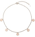 Happiness Boutique Damen Kette mit Plättchen in Roségold | Kette mit Runden Anhängern Geometrischer Schmuck