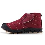 Herren Damen Winterstiefel, Wasserdicht Warm gefütterte Schneestiefel, Trekking Wanderschuhe Winterschuhe Winter Kurzschaft Stiefel Boots Wasserdicht Schneeschuhe.(Size:37,Color:rosarot)