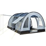 CampFeuer Tunnelzelt TunnelX | Großes Familienzelt mit 3 Eingängen | 5.000 mm Wassersäule | Zelt für 4 Personen Campingzelt (blau/grau)