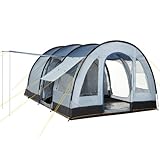 CampFeuer Zelt TunnelX für 4 Personen | Grau/Blau | Tunnelzelt mit 3 Eingängen, 5000 mm Wassersäule | Vernähte Bodenplane | Gruppenzelt, Campingzelt, F