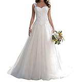 Brautkleid Hochzeitskleider Lang Prinzessin Brautmode Tüll Herzausschnitt A-Linie Weiß EUR38