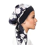 FADACHY Damen Chemo,Haarausfall-Turban,seidiges Kopftuch Einheitsgröße PaPastoral-schwarze B