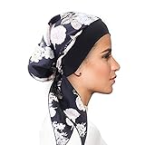 FADACHY Damen Chemo,Haarausfall-Turban,seidiges Kopftuch Einheitsgröße PaPastoral-schwarze B