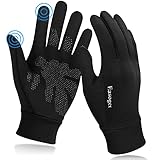 Touchscreen Handschuhe, Easoger Laufhandschuhe Damen Herren, Anti-Rutsch & Reflektierendes Logo, Winterhandschuhe Handschuhfutter für Laufen, Wandern, Fahren, F