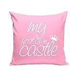 Shirt Department - Dekokissen - My First own Castle - Geschenk zum Einzug - 40 x 40 cm rosa-W