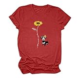 JMHAKLX and for Dog Short Sunflower Women Sleeve Shirt Printed Men Fashion Casual Women Shirts T-Shirts Frühling Herbst, rot, XXXXL