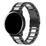 LIUXINGAN 2 Stück Edelstahl Uhrenarmband, Smart Watch Metallband, Uhrenarmband Ersatzarmband für Samsung Watch Galaxy Watch 42/46 mm Armband DREI Flache Schnalle(Color:Black,Size:20mm)