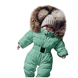 Schneeanzug Baby Parka Mädchen Jungen Mantel Übergangsjacke Steppjacke Daunenjacke Winterjacke Jumpsuit Herbstmantel Winter Plüschjacke Mit Teddyfleece-Futter Mit Gürtel (3M-24M) Kapuzenjacke Jack