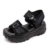 WWricotta Women Ladies Fashion Fish Mouth Thick Platform Wedges Loafers Sandals Shoes(Schwarz,38)