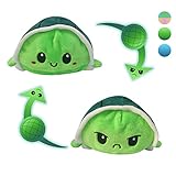 Schildkröte Stimmungs Kuscheltier,Schildkröte Plüschtier,Reversible Schildkröte Plüschtier,Stimmungs Schildkröte Niedliche doppelseitige Flip Schildkröte Geschenke für Kinder Mädchen Jungen (Green)