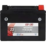 CARTEC Motorradbatterie YTX7A-BS, 6Ah, 150A, Gel Technologie Motorrad-Starter-Batterie, Erstausrüsterqualität, zyklenfest, lagerfähig, wartung